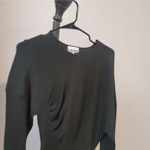 Ganni Sweater Dress Midi Ribbed Knit Xs - Picture 2 of 7